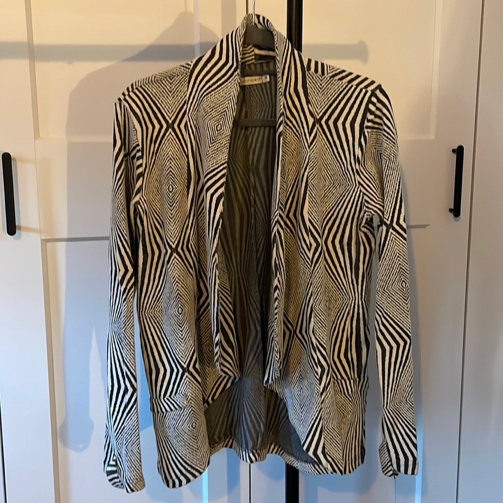 Black and white knit blazer